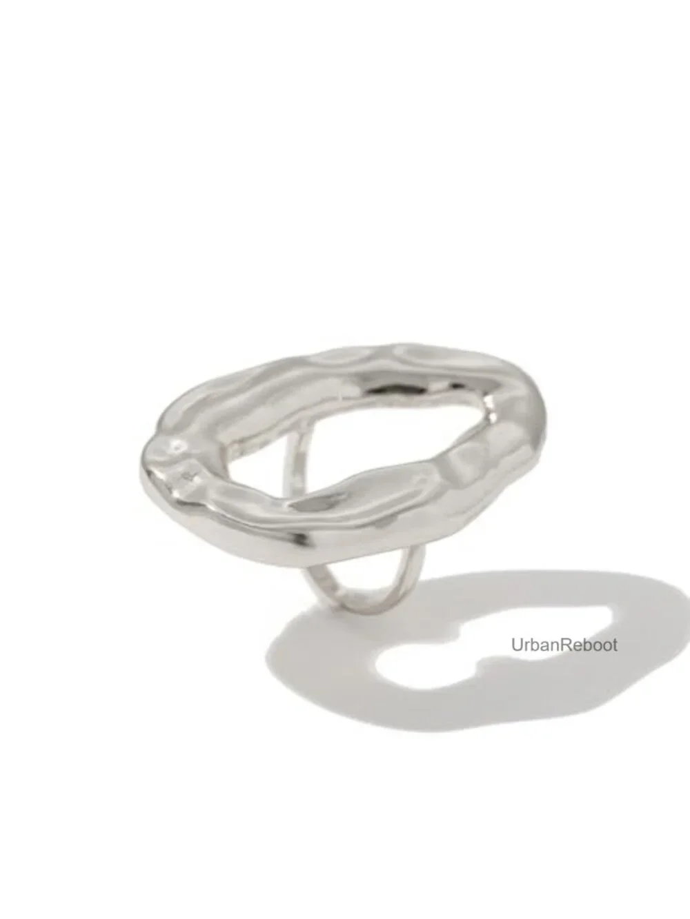 Chunky Gold Waterdrop Rings, Hammered Hollow Teardrop Statement Rings,